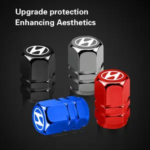 4pcs Aluminum Alloy Car Wheel Tire Valve Caps Tyre Rim Stem Covers For Hyundai IONIQ Sonata Elantra Grandeur i20 i10 SantaFe i30 Palisade Bayon HB20 KONA Tucson Stargazer Staria Exter Inster Creta NEXO Casper iMax Veloster Venue Accent Aslan Equus i40 ix2