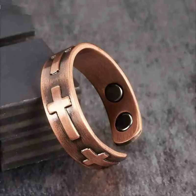Handcrafted Cross Pattern Pure Copper Jewelry, 4 Pack Adjustable Magnetic Accessories for Adults - Meaningful GF Gift for Birthday, Accessories Adults, Meaningful Gifts, Thoughtful Gift For Every Occasion