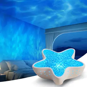 Northern Lights Projector Lamp, Aurora Projector Lamp, Galaxy Star Projector Light, Ceiling Projection Lamp, 7 Color 3D Ocean Wave Water Ripple Starfish Night Light for Bedroom Living Room Decor, Romantic Gift, Starry Light