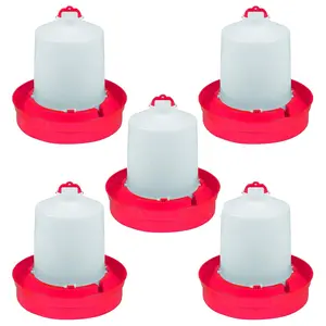 Little Giant Red Deep Base 2 GA. Poultry Waterer for Chickens & Birds (5 Pack)