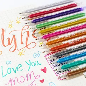 12 Color Glitter Gel Pens Set, 1.0mm Bullet Nib, Metallic Shimmer Gel Pen for Adult & Kids, Smooth Writing, Long-Lasting Vibrant Colors, Glitter Highlighters for Cardstock, Journals, Drawing, School &Office Writing Set