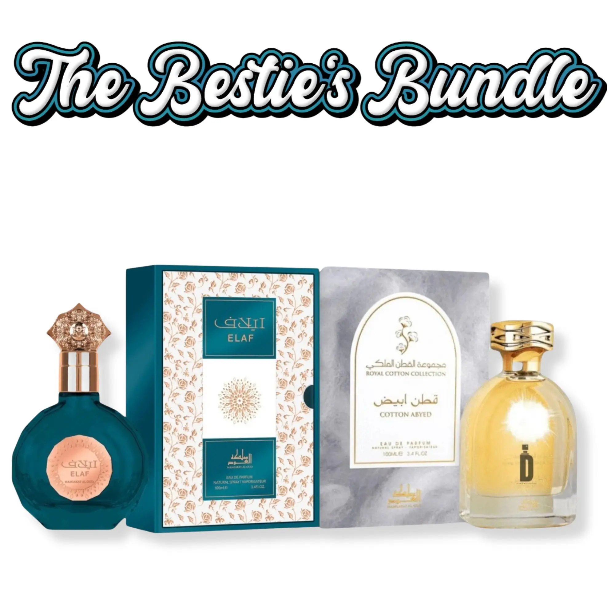 The Besties Bundle | Mamlakat Al Oud | Elaf + Cotton Abyed | Women's Fragrance | 100 ML - 3.4 OZ | Eau De Parfum | Vanilla - Lavender & Cacao