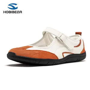 HOBIBEAR Women's Wide-Fit Wide-Mouth Mary Janes - Minimalist Barefoot Footwear, Breathable Comfortable Walking Sports Shoes, Non-Slip Sole Casual Trainer