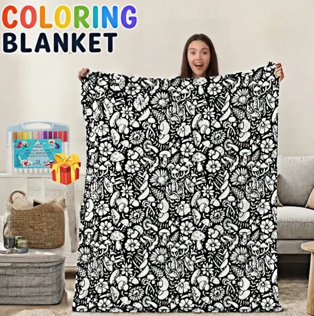 Color-Your-Own Blanket for Kids - Soft Warm Throw Blanket, Fun Family Craft Activity, Chic Home Decoration for Summer Vibes, Throw Blankets
