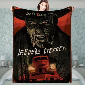 Horror Troll Theme Print Flannel Blanket, Suitable for Sofa, Bed, Camping, Travel, Multi-purpose in All Seasons - Perfect Gift for Horror Fans