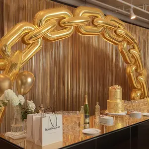 30-Pack 24" Gold Chain Foil Balloons – Jumbo Link Mylar Balloons for 90s Hip Hop Party Arches Up to 44ft Long Balloon Chain