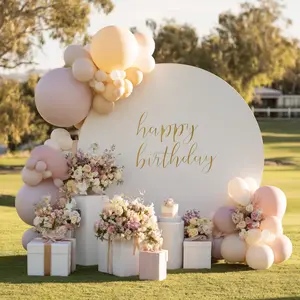 1 piece, white round arch support cover, wrinkle-resistant round backdrop cover, solid color arch cover only, 79 inches, suitable for weddings, birthdays, anniversaries, celebrations and party decorations, Party Decoration Supplies, Happy Birthday