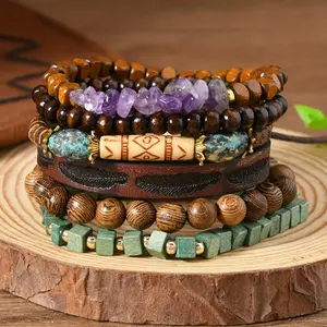 6Pcs Ethnic Style Bracelets, Western Style Bangle Bracelet Individual Stacked Bohemian Style Bead Bangle bangle bracelet Jewelry