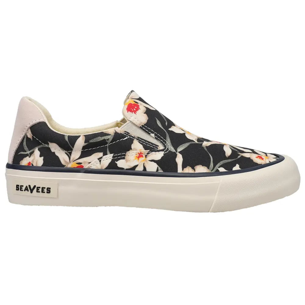 SeaVees Womens Hawthorne Magnum Floral Slip On Sneakers Shoes Casual - Black