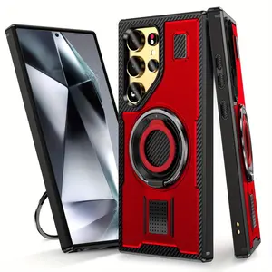 for Samsung Galaxy S25 Edge S24 S23 Ultra 5G Case High Quality 360 with Finger Ring Stand Back Cover Heavy Duty Anti-Drop Phone Protective Case
