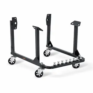 Heavy-Duty Steel Engine Stand, with 3-Inch Swivel Casters, 750 LB Load Capacity, Suitable for Chevrolet Small Block and Big Block Engines, Sturdy Black Frame, Designed for Maintenance and Repair