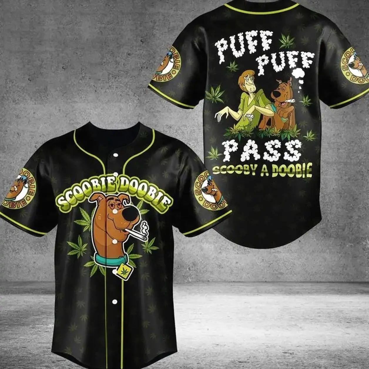 BaseMode Jerseys Puff Puff Pass Scooby A Doobie Baseball Jersey Sport Jersey Gift For Him and For Her Gift For Baseball Fan Lover Loose Fit 100% Polyester Warp Knitted Fabric