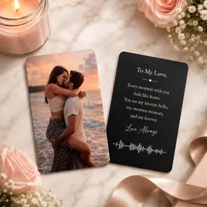 Custom Photo Metal Wallet Card with Love Message, Personalized Romantic Gift for Him