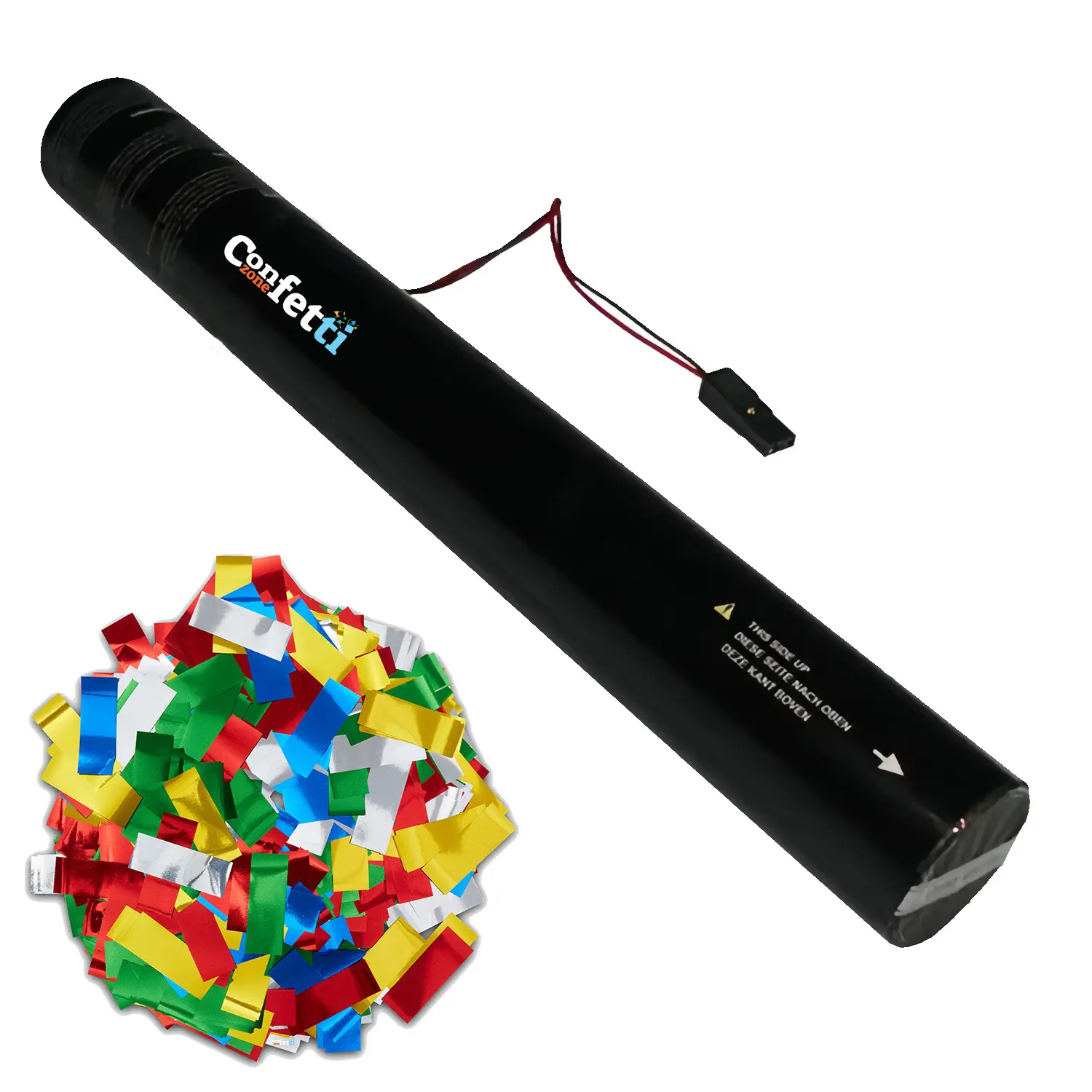 32" (80 cm) Electric Confetti Cannon, Prefilled with Multicolor Metallic Confetti, Easy Setup & Cleanup, for Happy Birthday Celebrations & Indoor Events