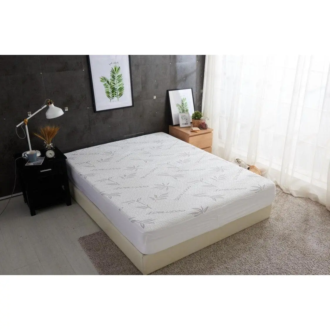 Elegant Comfort Bamboo-Derived Mattress Protector – Water-Resistant Cooling Cover, Fits Mattresses up to 18in
