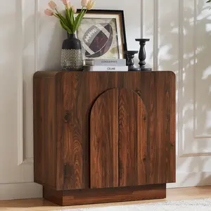 ONBRILL Sideboard Buffet Cabinet with Storage, Farmhouse Curved Design Accent Cabinet with Doors & Adjustable Shelves, Modern Coffee Bar Credenza for Living Room, Kitchen, Hallway