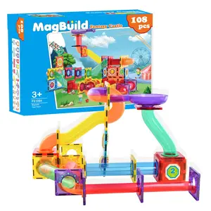 212 MAIN Kids Easy-to-Use Magnetic Tile Fantasy Castle Building Block Set - 108-Piece Small Animal & Kids Creative Play Toy