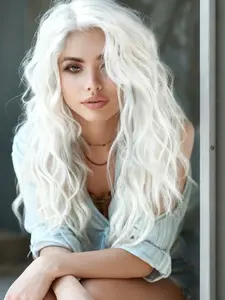 White Curly Wig Women's Lace Front Wig Hand Hook Long Curly Synthetic Hair, 13x4 Lace Front Wigs, Small Wave Design, High-Quality Synthetic Lace Wig for Daily Use Cosplay, Loose Wave Wigs, Synthetic Curly Wavy