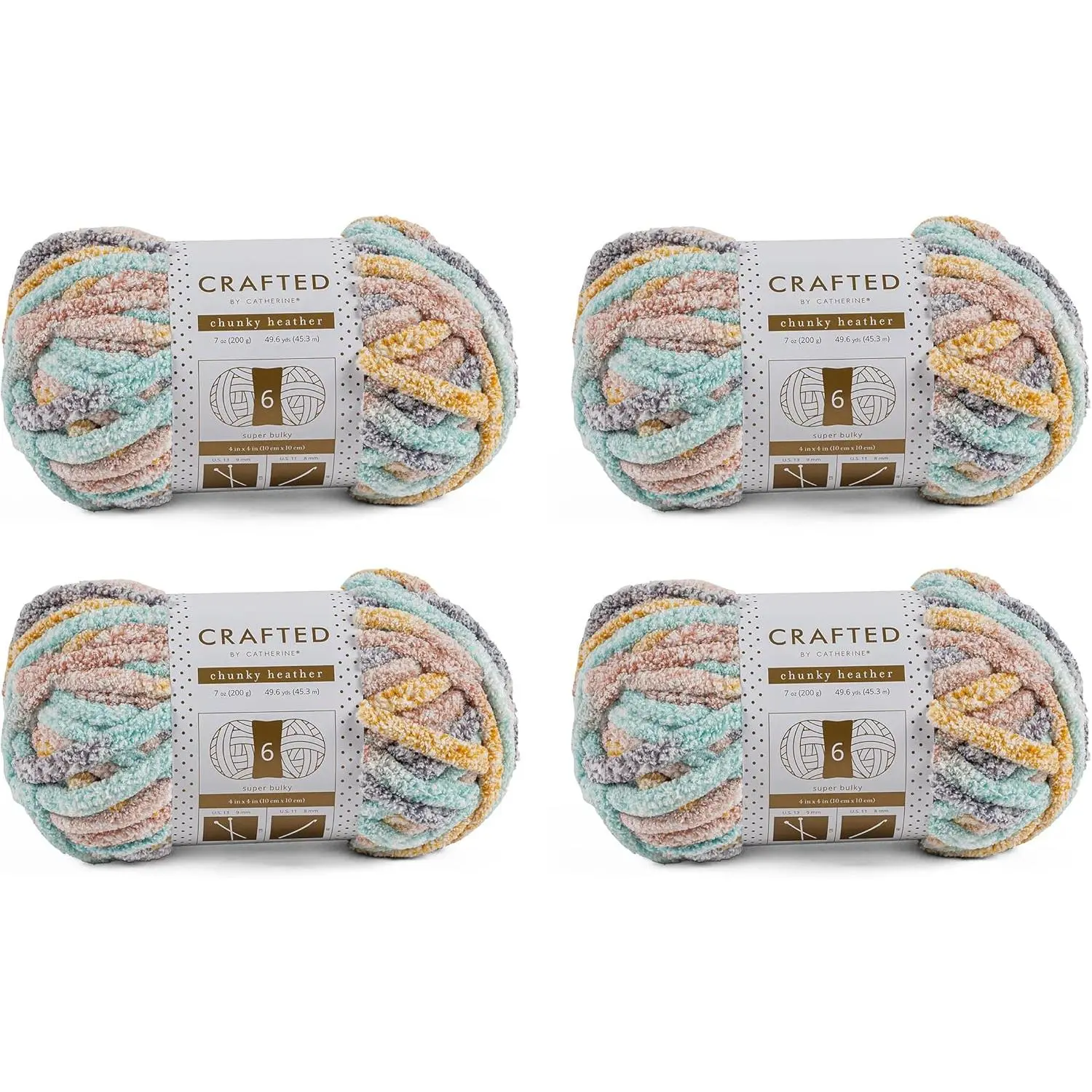 Heathered Chunky Chenille Yarn – Super Bulky Weight 6, Speckled Color Depth, 7 oz / 49 yds (each skein), Soft for Knitting & Crochet | Crafted By Catherine