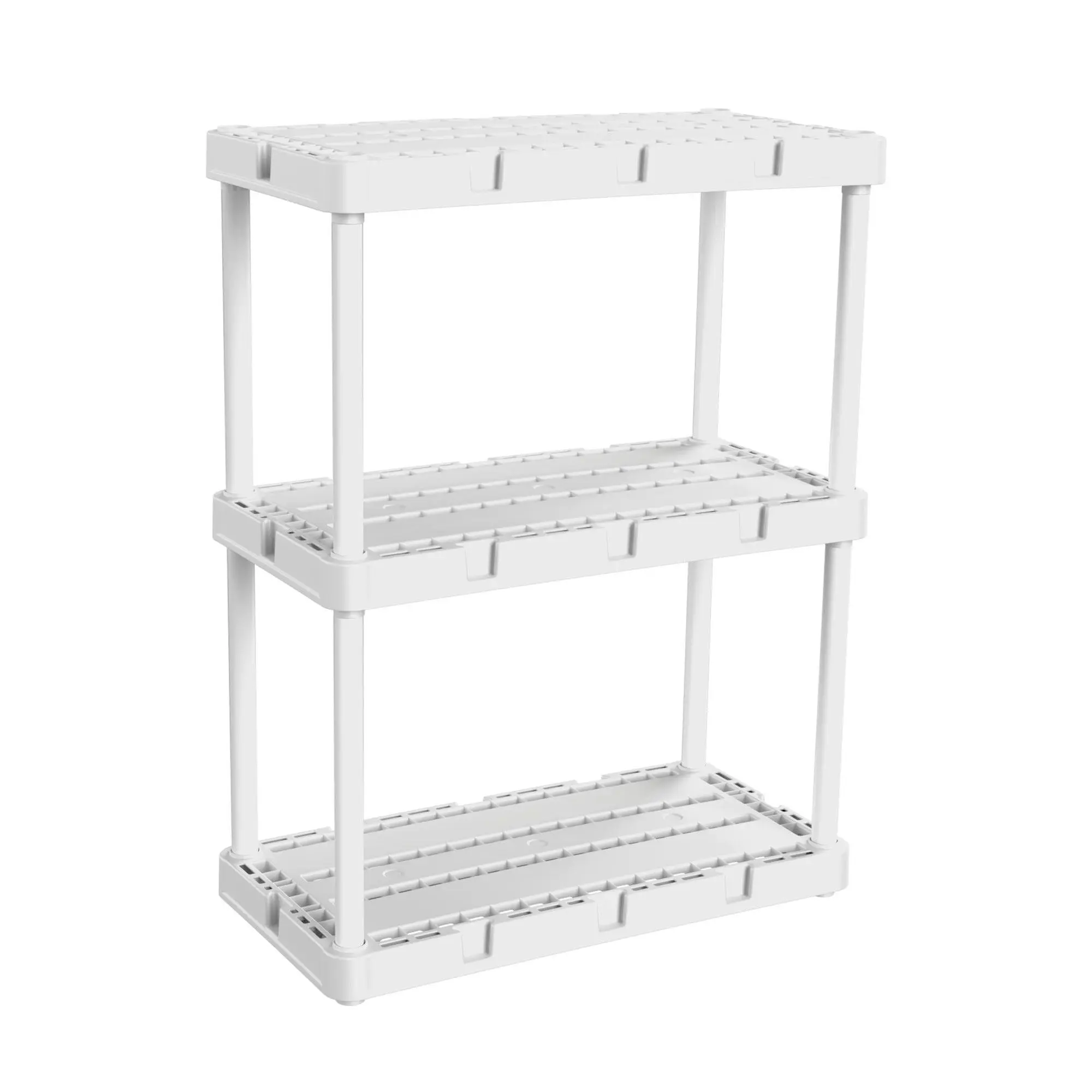 Gracious Living 3 Shelf Knect-A-Shelf Ventilated Light Duty Storage Unit, White