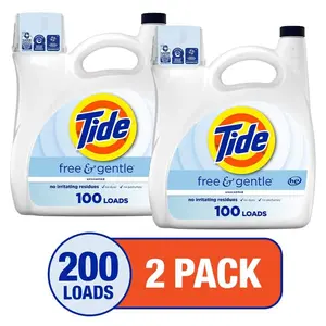 Free and Gentle Unscented Liquid Laundry Detergent, 100-Loads, 132 fl, oz., 2-Pack