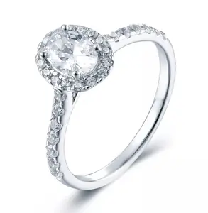 925 STERLING SILVER HALO OVAL CZ ENGAGEMENT RING BAND WOMEN'S SIZE 3-15 M2489