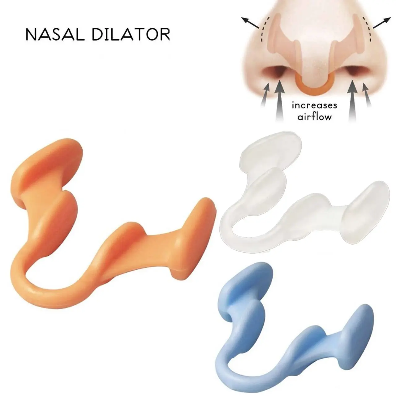 4-Piece Silicone Anti-Snoring Device Set, Snore Stopper Nasal Clip for Men & Women, Comfortable Invisible Ventilation Airflow Breathing Design, Daily Use Sleep