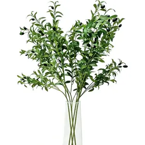 4 count 39 Inches Olive Tree Branches for Vase Artificial Greenery Stems Realistic Faux Olive Branches with Fruit for DIY Centerpiece Decor , Wedding, Table Decoration(No Vase)