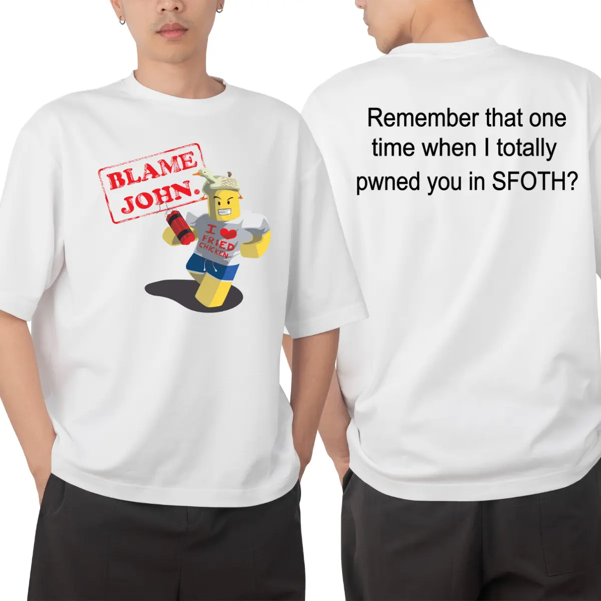 Shedletsky Blame John T-shirt, Shedletsky Forsaken shirt, Roblox shirt For men, Blame John Shirt, 100% Cotton Unisex T-Shirt with Classic Fit