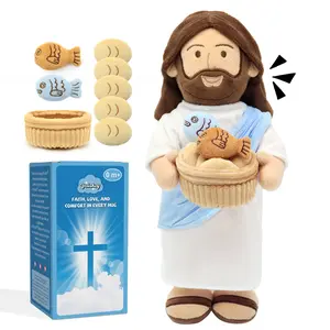 Yelakey 14" Jesus Plush Talking Doll,Jesus Stuffed Doll Plushie Speaks Bible Verses Story Bible Songs Religious Gift for Kids Easter Christmas