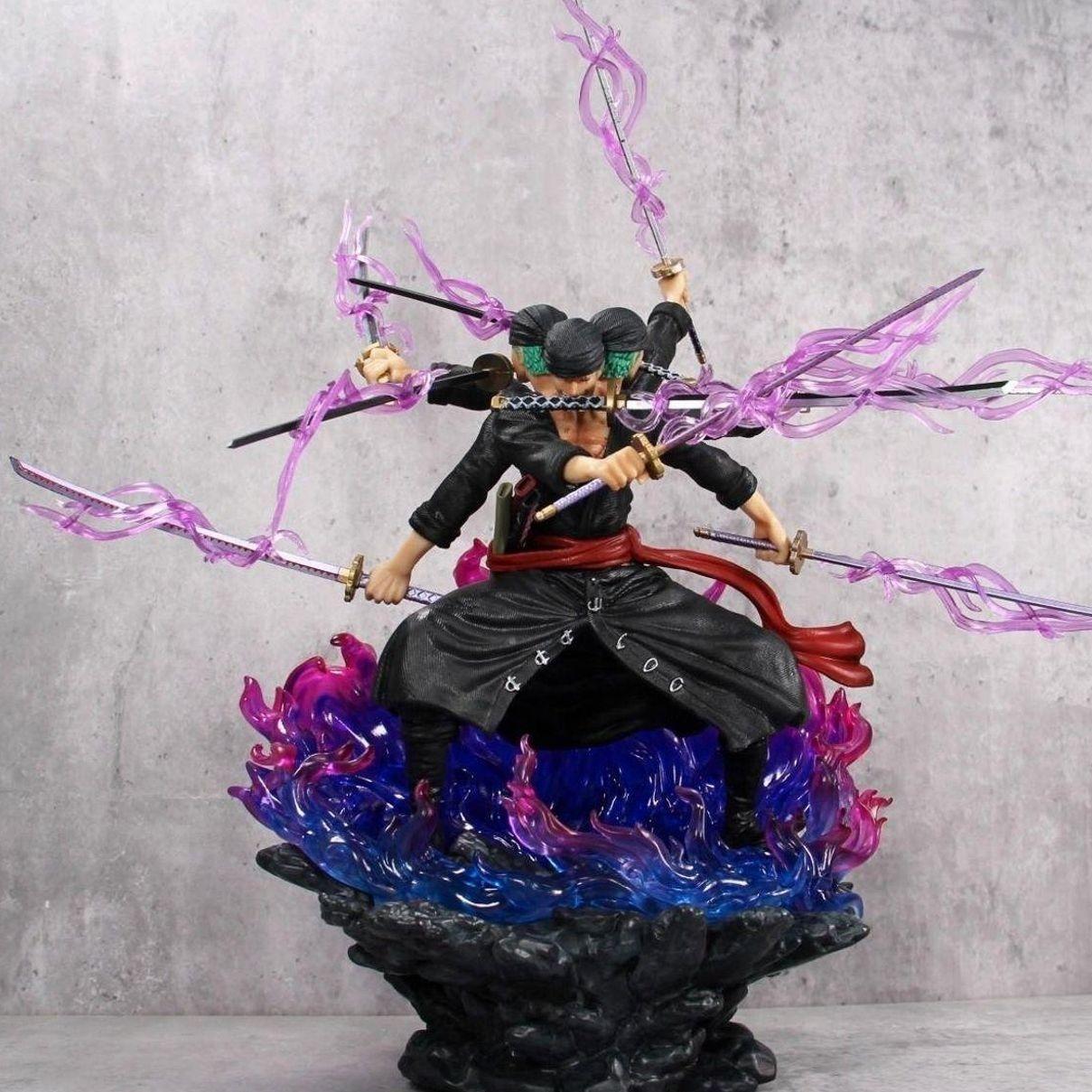 One Piece Zor'o Nine-Blade Sword Figure, Three-Head Six-Arm Asura Collectible Display, Perfect Gift for Boys, Anime Fan Favorite