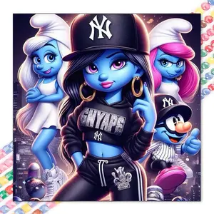 1 DIY Handicraft diamond painting kit, 5D diamond art set, DIY decoration, Smurfs, hip-hop style, urban feeling diamond painting set, full round diamonds, mosaic, diamond art, DIY art home decoration, Wall Art Painting, suitable for Christmas.