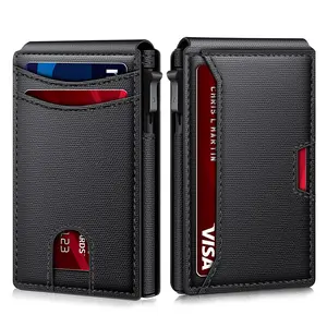 Black "7" shape trigger Modern Credit Card Holder Bifold Tactical Sublimation Wallet Blank Slim Leather Wallet for Men