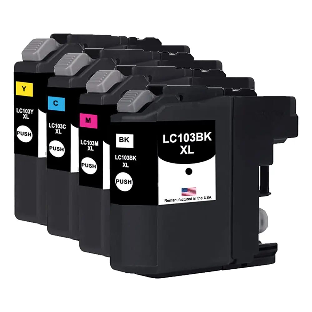 U.S. Remanufactured for Brother LC103XL Black and 3 Color Combo 4-Pack