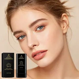 2-in-1 Concealer Foundation Stick with SPF 50, Flawless Lightweight High Coverage Buildable Formula, Natural Matte Finish, Built-in Brush, Long-Lasting Everyday Cosmetic for All Skin Tones
