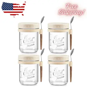 4 Pack Overnight Oats Containers with Lids and Spoons