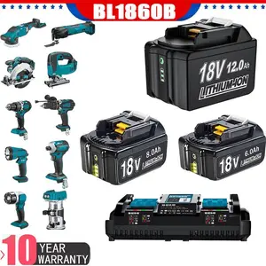 High quality 18V 12.0Ah Battery For Makita 18 Volt 6.0Ah LXT Li-Ion BL1860B BL1830 or Charger