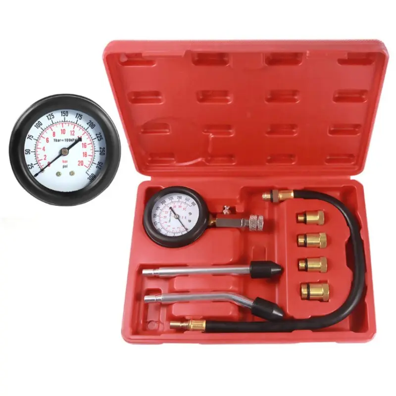 Car Engine Compression Test Tool Set, Motorcycle Truck Cylinder Gauge, Fuel Pressure Tester, Gasoline Pressure Meter with Toolbox, Automotive