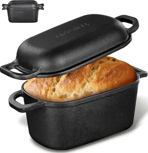4.6 Quart Cast Iron Dutch Oven for Sourdough Bread Baking, with Lid for Homemade Artisan Bread, Perfect for Baking and Serving Fresh Loaves Oval Bread Pan