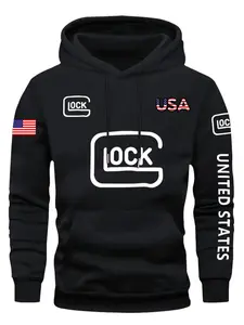 Glock USA United States Flag Graphic Hoodie | Streetwear Pullover Hooded Sweatshirt | Tactical Military Inspired Hoodie For Men | American Flag Patriotic Hoodie | Casual Hip Hop Street Style Hooded Sweatshirt | Trendy Viral TikTok Fashion | Heavyweight