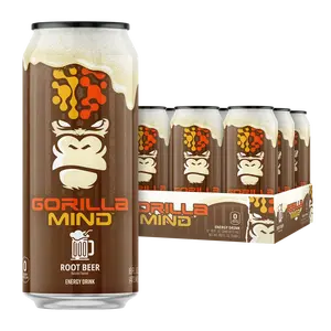 Gorilla Mind Energy Drink Sugar-Free Nootropic Energy 200mg Caffeine 12-Pack Zero Sugar Clean Energy Sharp Focus