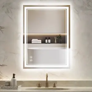 Anti-Fog LED Bathroom Mirror with Dimmable Lights - Smart Touch Screen, Memory Function, Waterproof & Versatile Mounting (Horizontal/Vertical) , Easy Installation, Tempered Glass