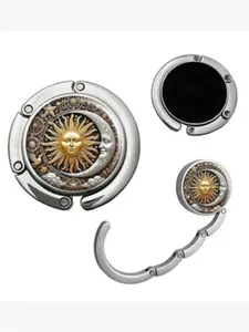 Vintage Sun and Moon Foldable Purse Hook,Womens Bag Purse Hanger,Purse Holder Handbag Hanger Desk Table Bag Hooks for Women Bag, Pursehook, Folding
