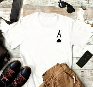 The Minimalist Ace Tee - Understated Spade Symbol for Effortless Everyday Wear,Regular length, patterned printed round-neck T-shirt, for sporty and casual wear, suitable for travel outfits.