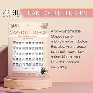 Ardell Naked Clusters 421, 50 Patented Clusters, Up to 8 Applications, 1-pack Eyelashes Fluffy