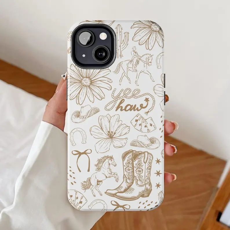 Cowgirl Phone Case, Western iPhone 17 Pro Max Plus Air/16/15/14/13/12/11 cases, Coquette preppy Tough Phone Case, Aesthetic wild west, Cowboy rodeo, gift