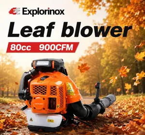 Explorinox leaf blower, 80CC Backpack Gas Leaf Blower, Gas Blower, Up to 900CFM, Powerful Clearing, for Lawn Care Yard Dust Debris (Orange)