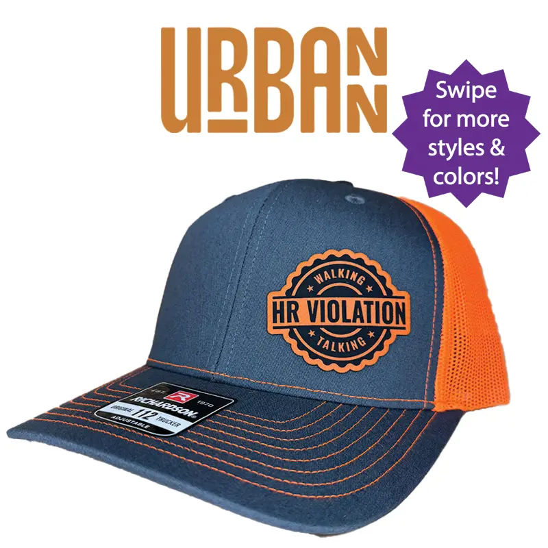 HR Violation Custom Hat - Leatherette Patch Trucker Style Hat trucker hat unisex hat knit beanie