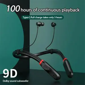 MZYJBL I35 Neck-Mounted Bluetooth Electronic Headset with Button Control, 200-Hour Long Battery, Wireless Stereo, Microphone, Water-Resistant Silicone Earplugs, Magnetic Custom Charging, Aluminium Build, Noise Cancellation, for Sports & Office Use