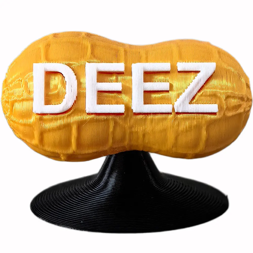 Funny Deez Nuts Prank Gag Gift - 3D Printed Peanut Desk Toy with Base | Hilarious Pop Culture Meme Decor, Quirky White Elephant & Coworker Birthday Gift